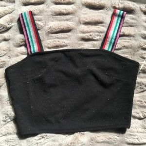 Black Sparkly Sexy Crop Top Festival Going Out